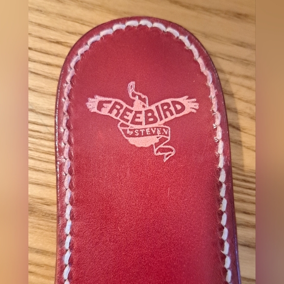 EUC Freebird Red Smooth Leather Slide On Flat Casual Sandal Flip Flop Shoe SZ 9 - Picture 6 of 7